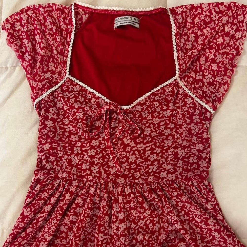 Urban Outfitters Red Romper with White Accents